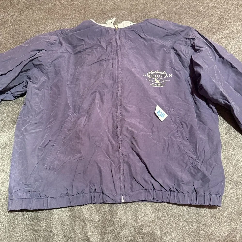 Eddie Bauer Jacket Mens Medium Purple Hooded Lined Full Zip Windbreaker Outdoor